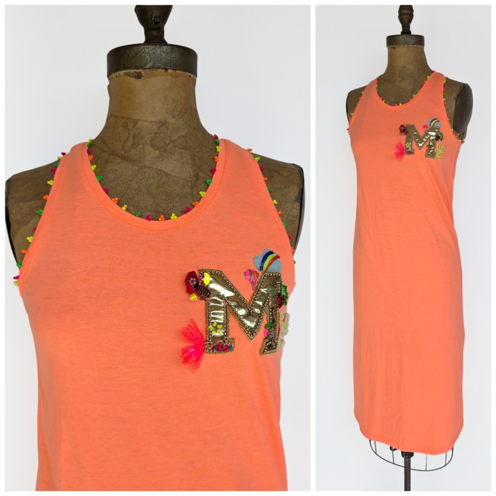 Manish Arora Beaded Embellished Neon Orange Dress, S